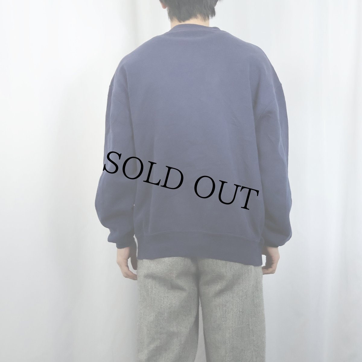 画像3: 90's RUSSELL ATHLETIC USA製 前V 無地スウェット NAVY L (3)