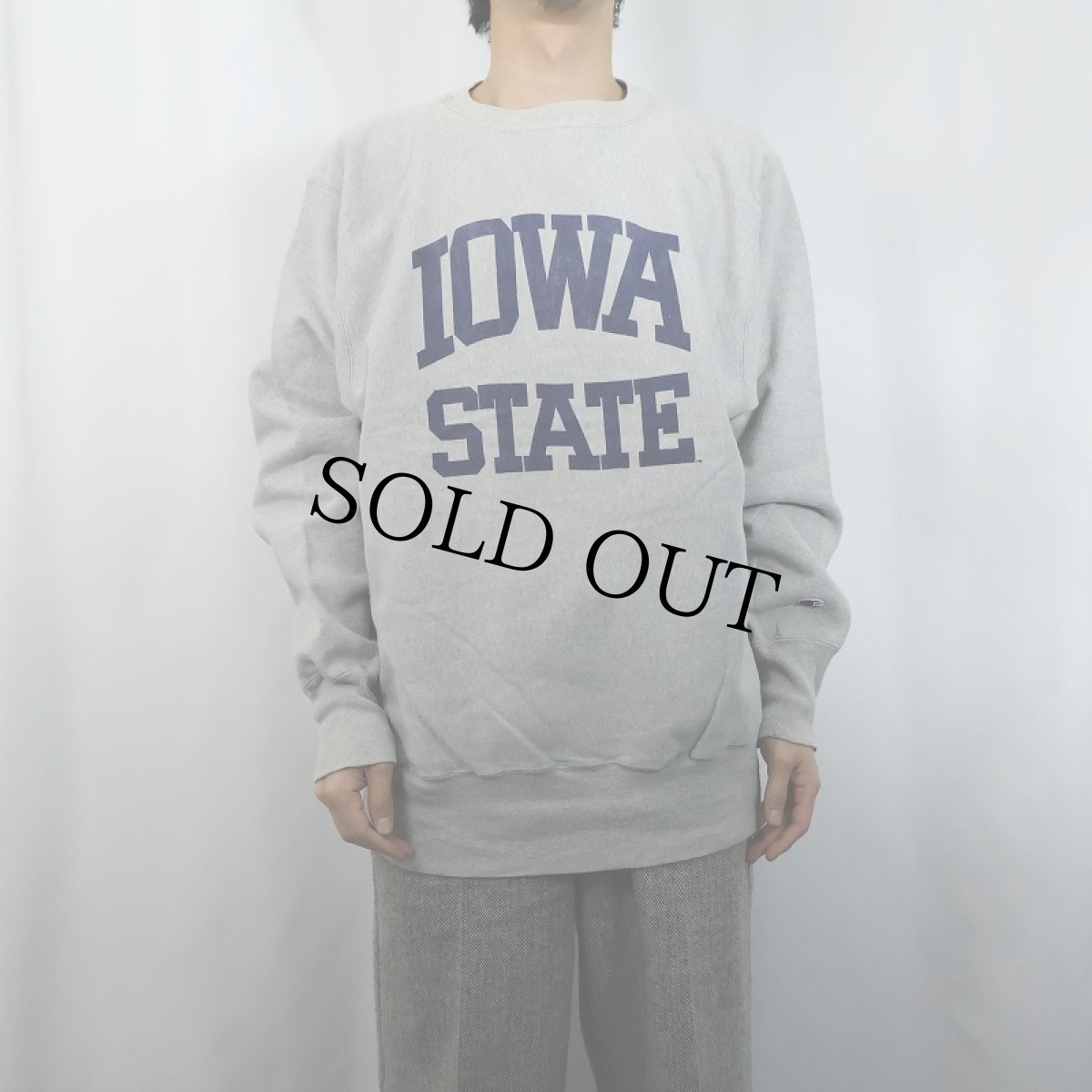 画像2: 90's Champion REVERSE WEAVE "IOWA STATE" プリントスウェット XL (2)