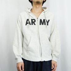 画像2: 90's U.S.ARMY PFU ロゴプリント スウェットジップパーカー MEDIUM (2)