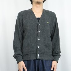 画像2: 80〜90's IZOD LACOSTE USA製 ロゴ刺繍 アクリルニットカーディガン S (2)