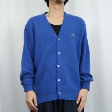画像2: 80〜90's IZOD LACOSTE USA製 ロゴ刺繍 アクリルニットカーディガン L (2)