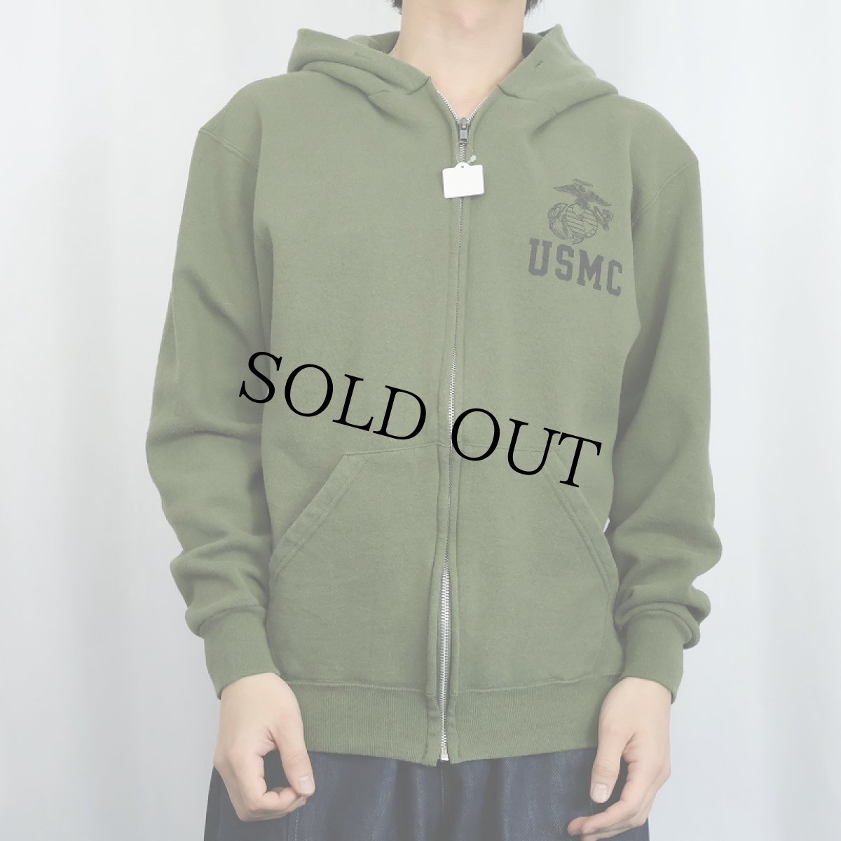 画像2: 90's〜 USMC プリント スウェットジップパーカー M (2)