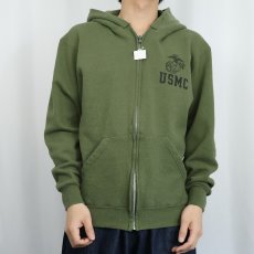画像2: 90's〜 USMC プリント スウェットジップパーカー M (2)