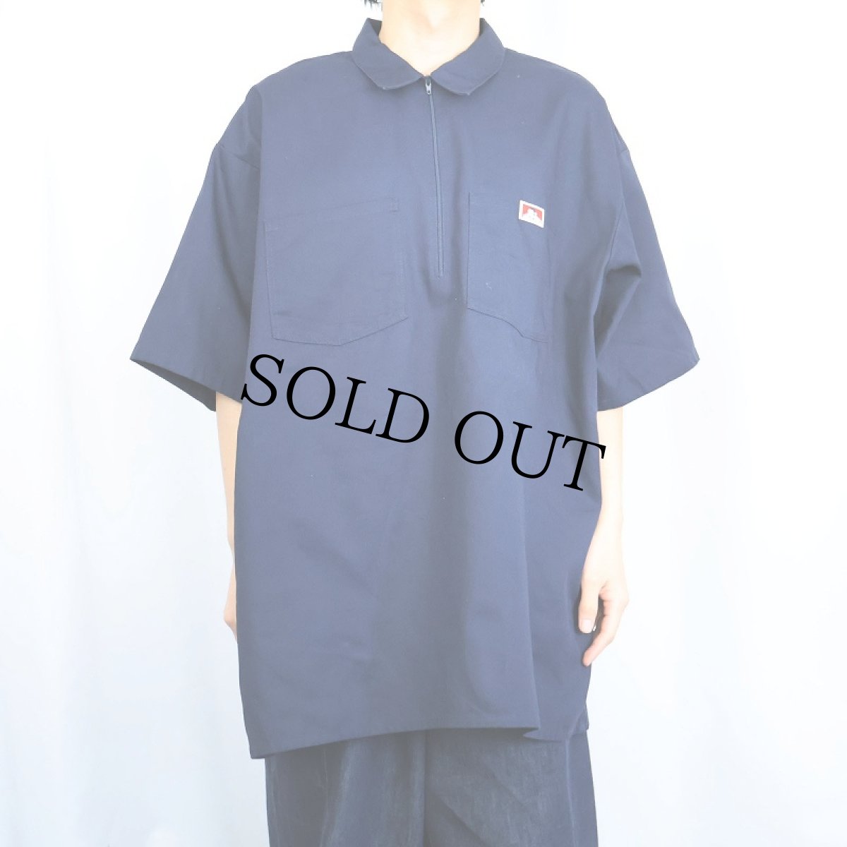 画像2: 90's BEN DAVIS USA製 ハーフジップ ワークシャツ NAVY 3XL (2)