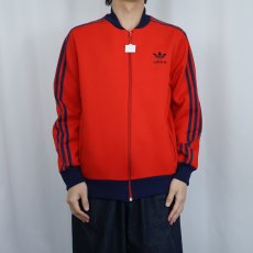 画像2: 80's adidas ロゴ刺繍 ポリエステル×コットン トラックジャケット SIZE18 (2)
