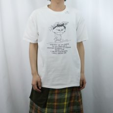 画像2: 90's "GOD PUT ME ON EARTH..." イラストプリントTシャツ L (2)