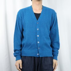 画像2: 60〜70's SEARS SPORTSWEAR ケーブル編み アクリルニットカーディガン L (2)