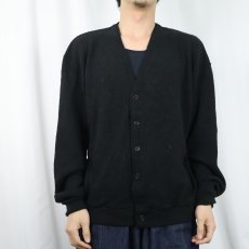 画像2: 80〜90's JANTZEN USA製 アクリルニットカーディガン BLACK L (2)