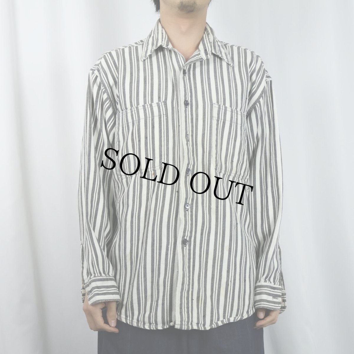 画像2: 80's ST JOHN'S BAY USA製 "BIGMAC FLANNEL" ストライプ柄 ヘビーネルシャツ L (2)