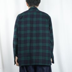 画像3: 70's PENDLETON USA製 ブラックウォッチチェック柄 ウールオープンカラーシャツ XL (3)