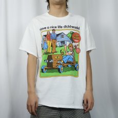 画像2: Steven Rhodes "Have a nice life dickheads!" イラストプリントTシャツ XL (2)