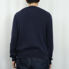 画像3: POLO Ralph Lauren ロゴ刺繍 "PIMA COTTON" Vネック コットンニットセーター NAVY M (3)