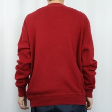 画像3: Ralph Lauren ロゴ刺繡 前V コットンニットセーター L (3)