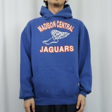 画像2: 90's RUSSELL ATHLETIC USA製 "MADISON CENTRAL JAGUARS" ウイングフットプリントスウェットフーディー L (2)