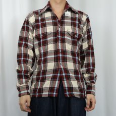 画像2: 70's WICKFIELD チェック柄 ウールシャツ M (2)