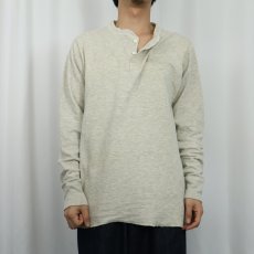 画像2: 90's L.L.Bean USA製 "RIVER DRIVER'S SHIRT" 猫目ボタン ヘンリーネック 2レイヤーロンT L (2)