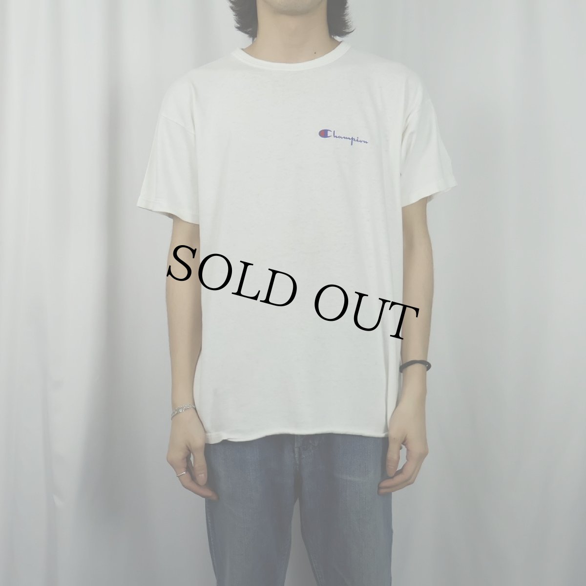 画像2: 80〜90's Champion USA製 青刺繍タグ 中期 ロゴプリントTシャツ XL  (2)