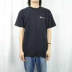 画像2: 80〜90's Champion USA製 青刺繍タグ 中期 ロゴプリントTシャツ BLACK XL  (2)