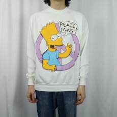 画像2: 90's THE SIMPSONS USA製 "PEACE, MAN." キャラクタープリントスウェット XL (2)