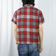 画像3: 50〜60's Desmond's ITALY製 チェック柄 レーヨン混 オープンカラーシャツ  (3)