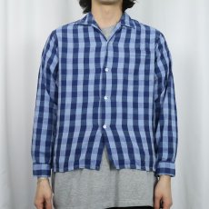 画像2: 60's TOPS ALL Casuals チェック柄 オープンカラーシャツ M (2)