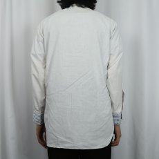 画像3: 50〜60's WILSON BROTHERS バンドカラー ストライプ柄×ビブフロント コットンドレスシャツ (3)