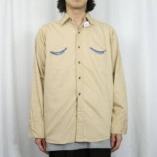 画像2: 60〜70's PILGRIM マチ付き コットンウエスタンシャツ SIZE15 (2)