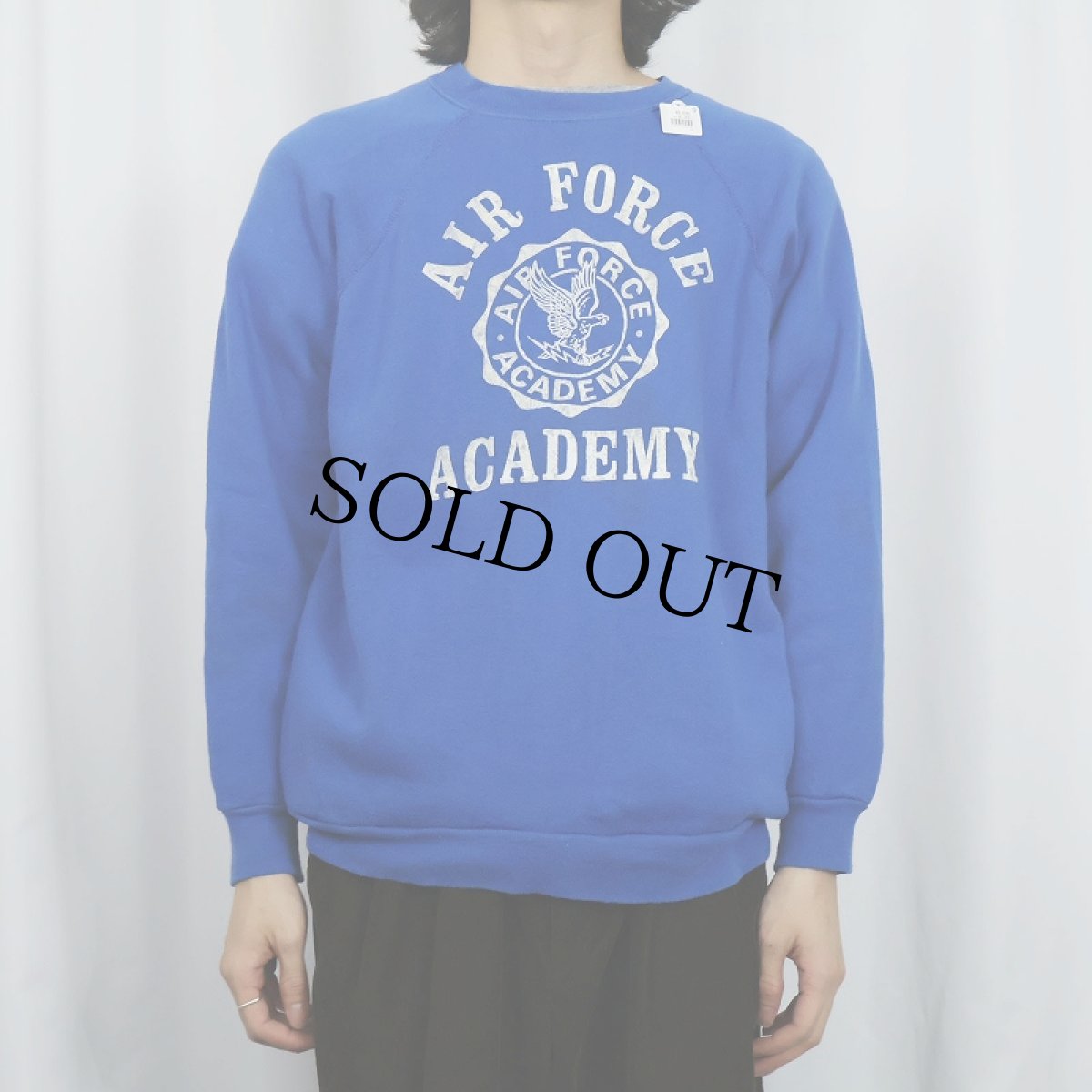 画像2: 80's TULTEX "AIR FORCE ACADEMY" フロッキープリント ラグランスウェット XL (2)