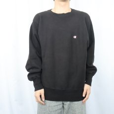 画像2: 80's Champion REVERSE WEAVE トリコタグ USA製 目付きスウェット BLACK L  (2)
