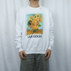 画像2: 80's Vincent Van Gogh USA製 "Sunflowers" アートプリントスウェット XL (2)