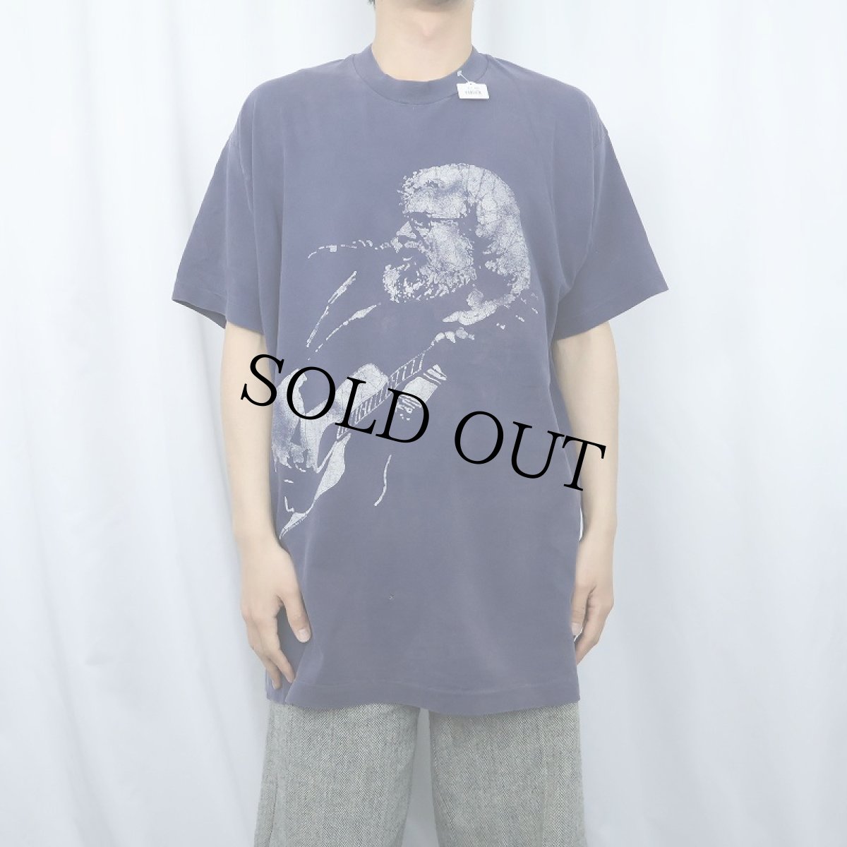 画像3: 90's JERRY GARCIA "The breeze would stop to listen in..." ミュージシャンプリントTシャツ NAVY XL (3)