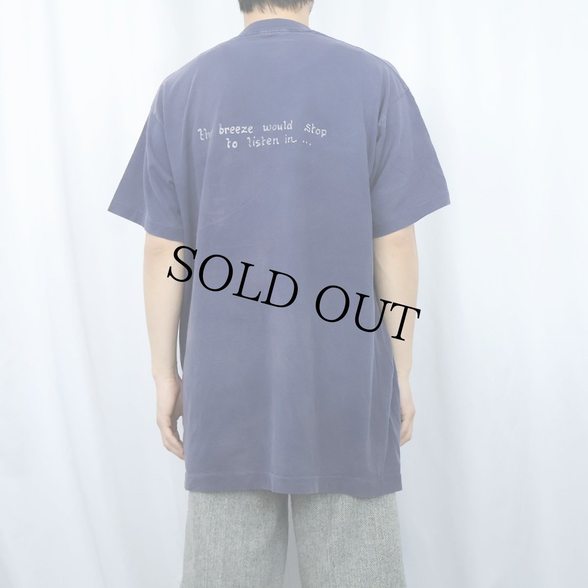 画像4: 90's JERRY GARCIA "The breeze would stop to listen in..." ミュージシャンプリントTシャツ NAVY XL (4)