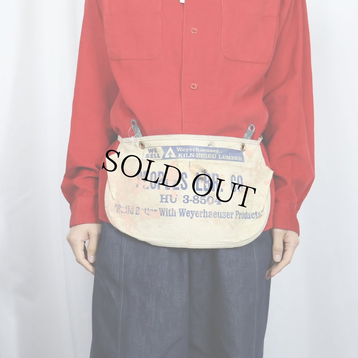 画像2: VINTAGE "PEOPLES LBR. CO." キャンバスツールエプロン (2)
