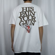 画像3: LORD'S GYM "HIS PAIN YOUR GAIN" ジーザスパロディ プリントTシャツ (3)