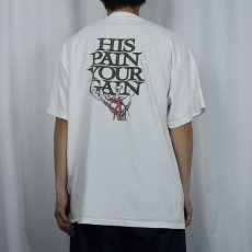 画像3: 90's LORD'S GYM "HIS PAIN YOUR GAIN" ジーザスパロディ プリントTシャツ XL (3)