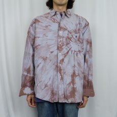 画像2: Ralph Lauren "BIG SHIRT" ロゴ刺繍 タイダイ染め コットンボタンダウンシャツ M (2)