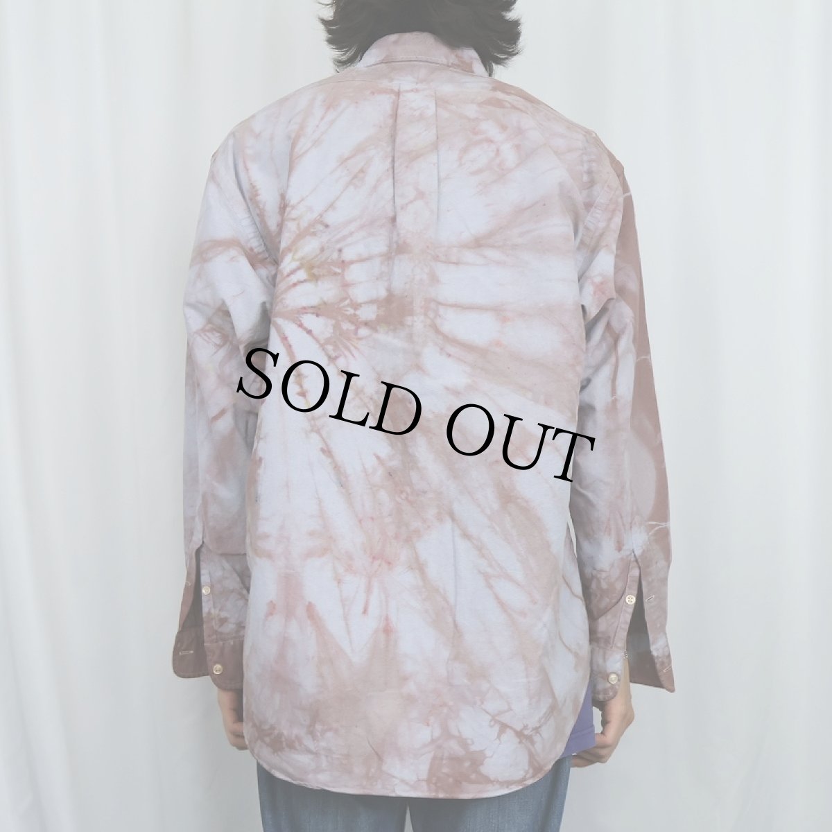 画像3: Ralph Lauren "BIG SHIRT" ロゴ刺繍 タイダイ染め コットンボタンダウンシャツ M (3)