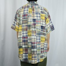 画像3: 90's Brooks Brothers インディアンマドラスチェック柄 パッチワーク コットンボタンダウンシャツ M (3)