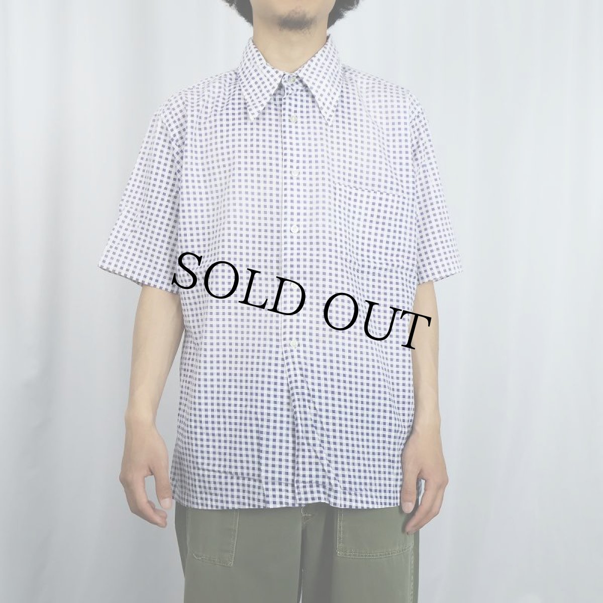 画像2: 70's L.L.Bean 筆記体タグ ギンガムチェック柄 コットン×レーヨンシャツ L (2)