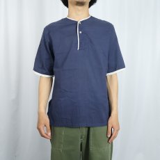 画像2: 60〜70's PENNEY'S TOWNCRAFT "Regatta Shirt" ヘンリーネック コットンプルオーバーシャツ NAVY S (2)