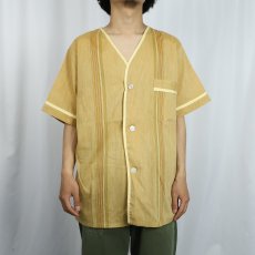 画像2: 70's Weldon ストライプ柄 コットン×ポリエステルパジャマシャツ M (2)