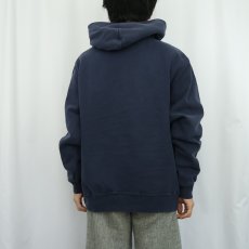 画像3: 90's Champion 青刺繍タグ 中期 USA製 前V ロゴ刺繍スウェットフーディー NAVY XL (3)