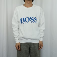 画像2: 90's HUGO BOSS USA製 ロゴ発砲プリントスウェット XL (2)