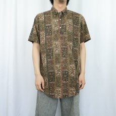 画像2: 60's Manhattan 3点留め 総柄 コットンプルオーバーボタンダウンシャツ SIZE16 (2)