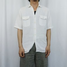 画像2: 80's BANANA REPUBLIC コットンメッシュシャツ M  (2)