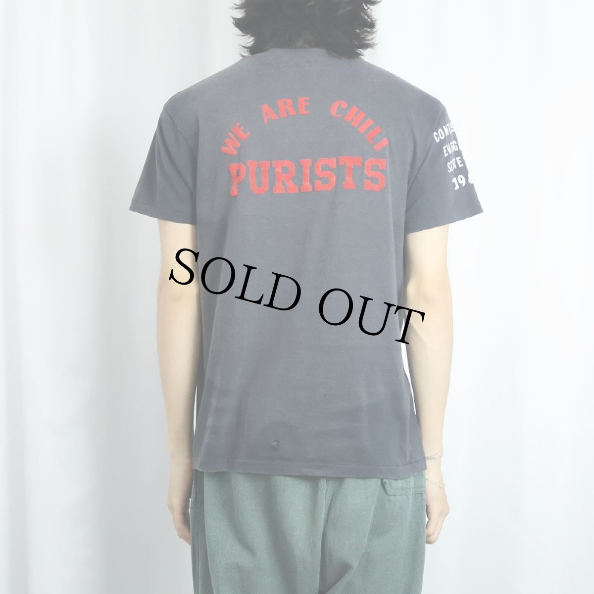 画像4: 80's USA製 "JONATHAN'S TEAM CHILI COOK-OFF 1986" フロッキープリントTシャツ BLACK L (4)