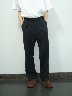 画像1: ARMANI COLLEZIONI ITALY製 1タック ポリエステル×ウールスラックス BLACK W31 (1)