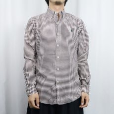 画像2: Ralph Lauren 3点留め ギンガムチェック柄 コットンボタンダウンシャツ S (2)