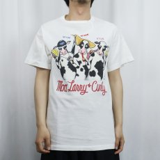 画像2: 90's The Three Stooges USA製 "Moo. Larry Curly" パロディイラストプリントTシャツ L (2)