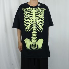 画像2: 90's 骨格騙し絵 蓄光プリントTシャツ BLACK 2XL (2)